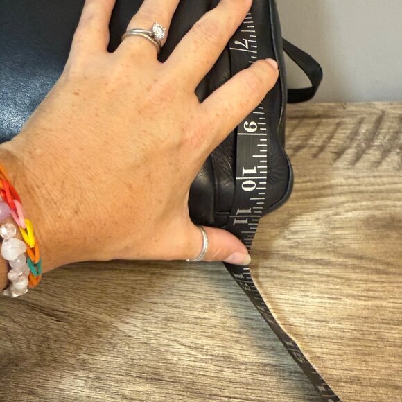 HOBO International Black Polished Leather Small Backpack 90s Y2K - Picture 9 of 10